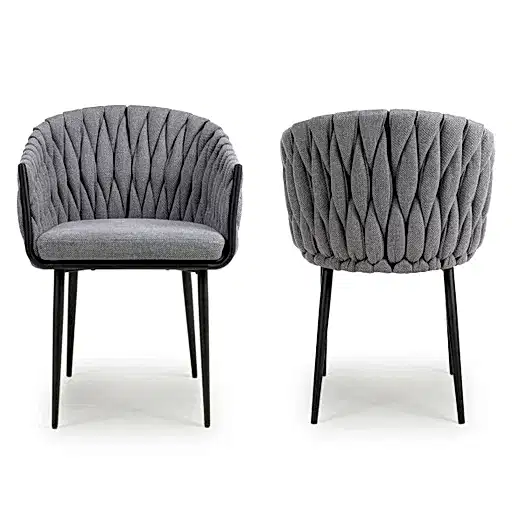 Pandora Braided Grey Dining Chairs - Sold In Pairs - The Furniture Mega Store