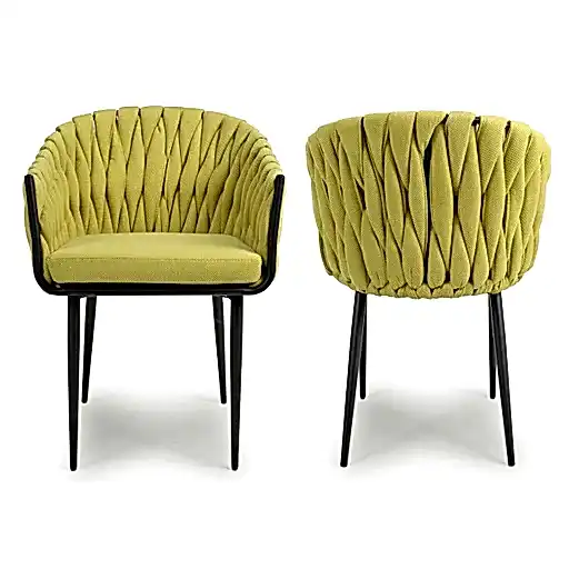 Pandora Braided Yellow Dining Chairs - Sold In Pairs - The Furniture Mega Store