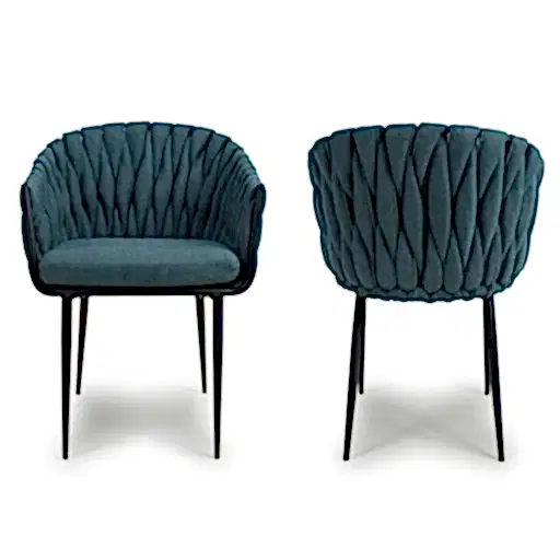 Pandora Braided Blue Dining Chairs - Sold In Pairs - The Furniture Mega Store 