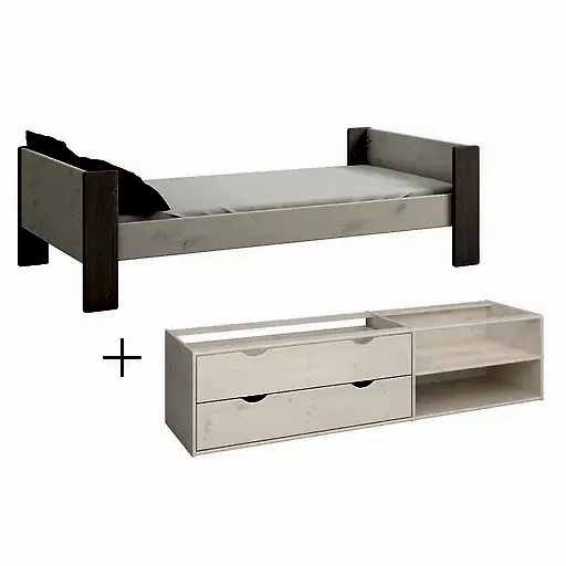 Steens Single Bed With Under Bed Drawers in Two Tone - The Furniture Mega Store