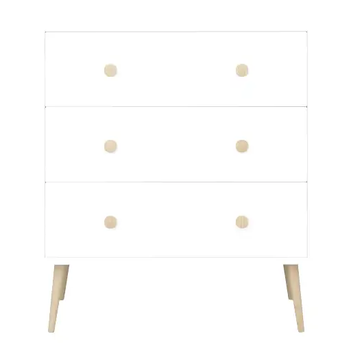 Gaia Chest of 3 Drawers - Pure White - The Furniture Mega Store 