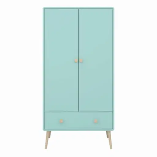 Gaia 2 Door 1 Drawer Wardrobe - Cool Mint - The Furniture Mega Store 