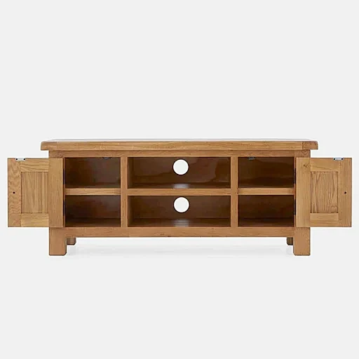 Sailsbury Solid Oak Large 2 Door TV Unit - 120cm - The Furniture Mega Store 