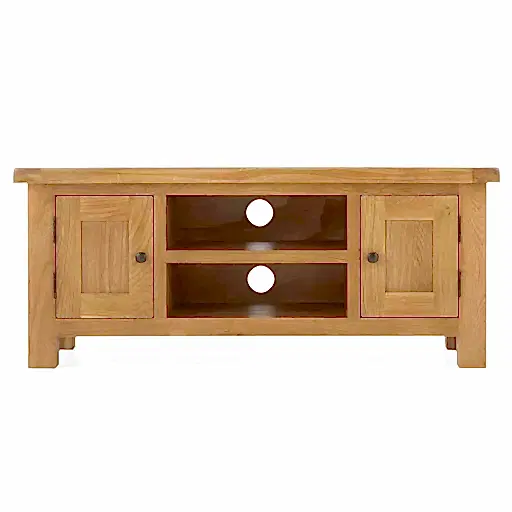 Sailsbury Solid Oak Large 2 Door TV Unit - 120cm - The Furniture Mega Store 