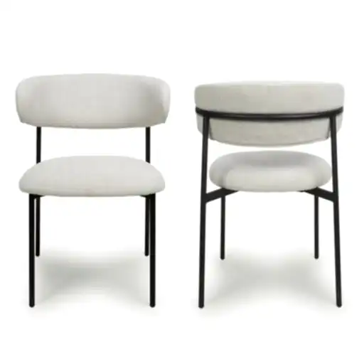 Muse Natural Linen Effect Dining Chairs - Sold In Pairs - The Furniture Mega Store