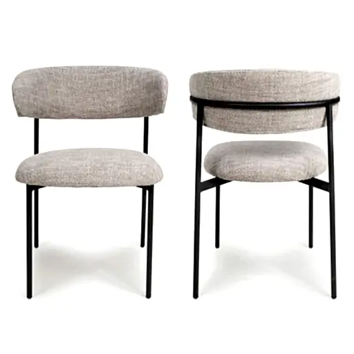Muse Oatmeal Tweed Effect Dining Chairs - Sold In Pairs - The Furniture Mega Store