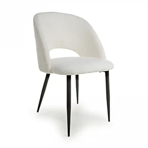 Atlantic White Boucle Dining Chairs - Sold In Pairs - The Furniture Mega Store 