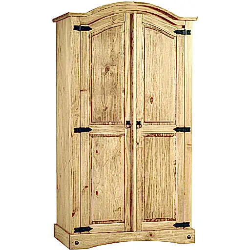Corona Distressed Waxed Pine 2 Door Wardrobe - The Furniture Mega Store 
