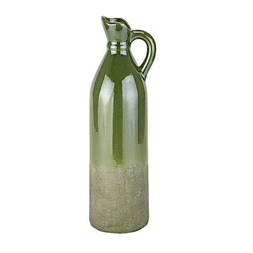 Decorative Tall Olive Stoneware Jug - The Furniture Mega Store 