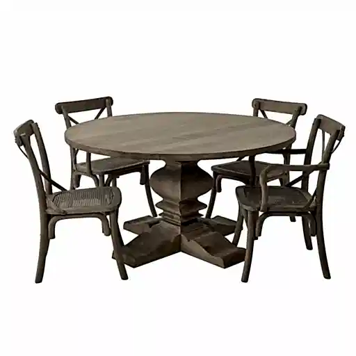 Grove Round 150cm Pedestal Dining Table & 4 Dining Chairs - The Furniture Mega Store