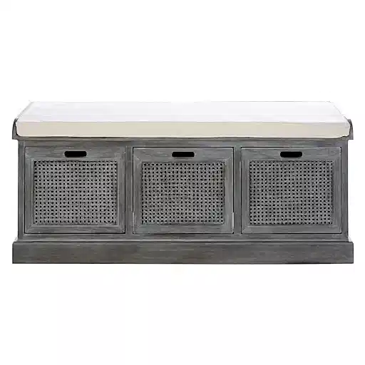 Heritage Grey Storage Hall Bench Seat - The Furniture Mega Store 