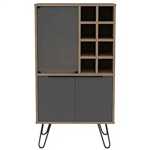 Vegas Grey Melamine Wine Cabinet with Hairpin Legs - The Furniture Mega Store 