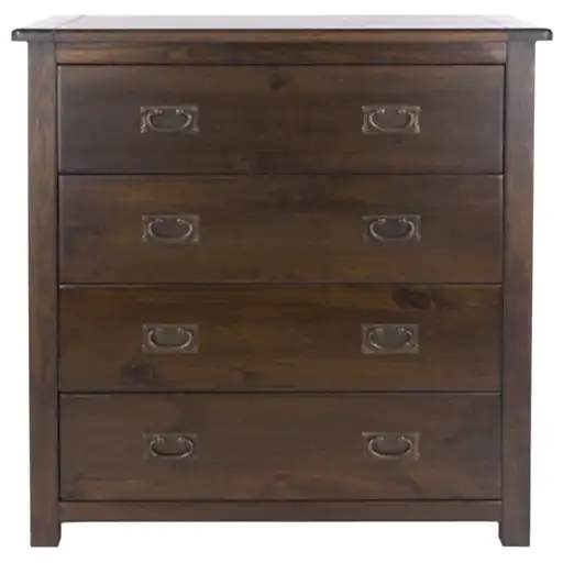 Boston Dark Wood 4 Drawer Chest - The Furniture Mega Store 