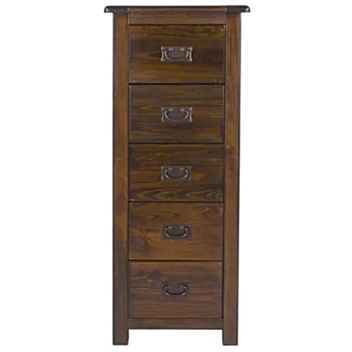Boston Dark Wood 5 Drawer Narrow Chest - The Furniture Mega Store 