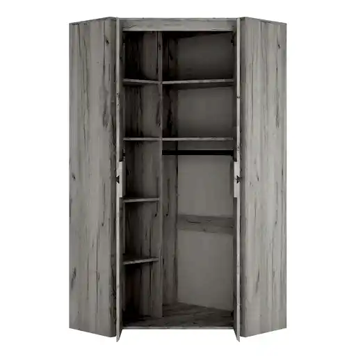 Angelica Corner Fitted Wardrobe - White Oak - The Furniture Mega Store 