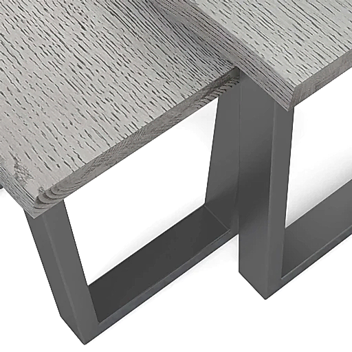 Dalston Grey Oak Nest Tables, Live Edge Top with Industrial Style Black Metal Legs - The Furniture Mega Store 