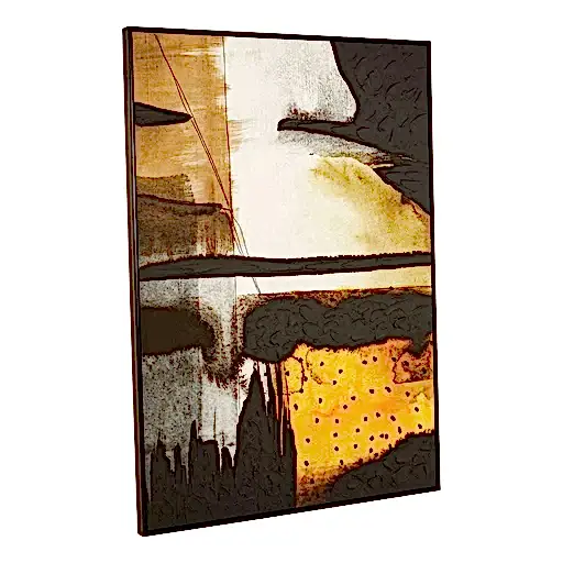 Astratto Black & Ochre Framed Wall Art - The Furniture Mega Store 