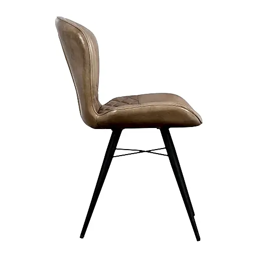Amory Industrial Style Vintage Leather Dining Chair Beige (Sold in Pairs) - The Furniture Mega Store