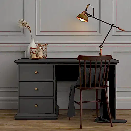 Parisian Grey 3 Drawer Desk - The Furniture Mega Store 
