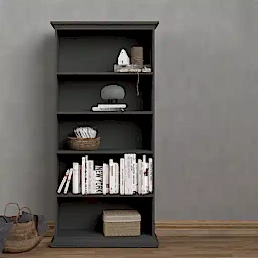 Parisian Tall Bookcase in Matt Grey - The Furniture Mega Store 
