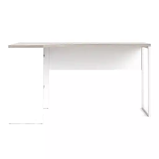 Corner Desk 2 Drawers in White and Truffle Oak - The Furniture Mega Store 