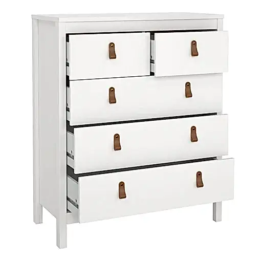 Barcelona - Bedside Table 2 drawers +  3+2 Drawer Chest + 2 Door Wardrobe - White - The Furniture Mega Store 