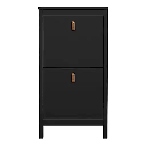 Barcelona Shoe cabinet 2 compartments - Matt Black - The Furniture Mega Store 