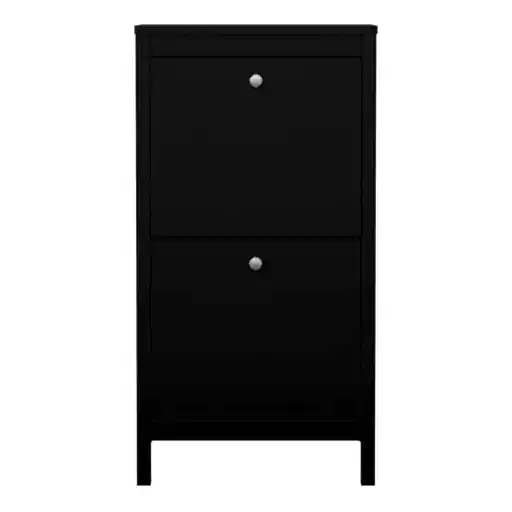 Madrid Shoe cabinet 2 compartments - Matt Black - Due In Stock 06/09-2023 - The Furniture Mega Store 