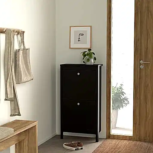 Madrid Shoe cabinet 2 compartments - Matt Black - Due In Stock 06/09-2023 - The Furniture Mega Store 