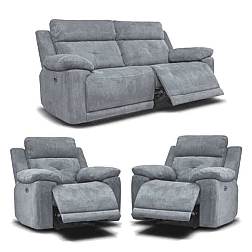 Baxley Power Recliner 3 Seater Sofa & 2 Armchairs + Integrated Usb Charging Ports - Choice Of Fabrics - The Furniture Mega Store