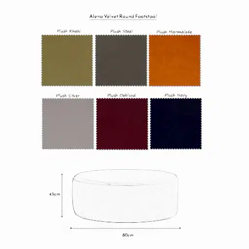 Alena Velvet Round Footstool - Choice Of Colours - The Furniture Mega Store