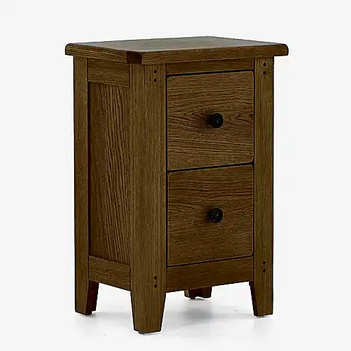 Barnham Oak 2 Drawer Narrow Bedside Table - The Furniture Mega Store 