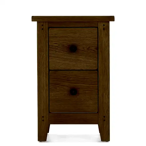 Barnham Oak 2 Drawer Narrow Bedside Table - The Furniture Mega Store 