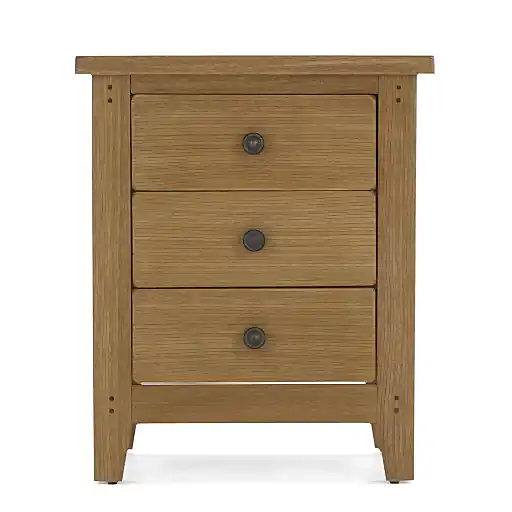 Barnham Oak 3 Drawer Bedside Table - The Furniture Mega Store 