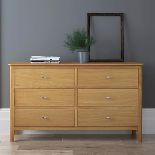 Bath Oak 6 Drawers Wide Chest - The Furniture Mega Store