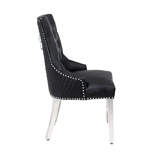 Majestic Midnight Black Faux Leather Dining Chairs - Sold In Pairs - The Furniture Mega Store