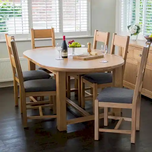 Breeze Oak 180cm-220cm Oval Extending Dining Table - The Furniture Mega Store