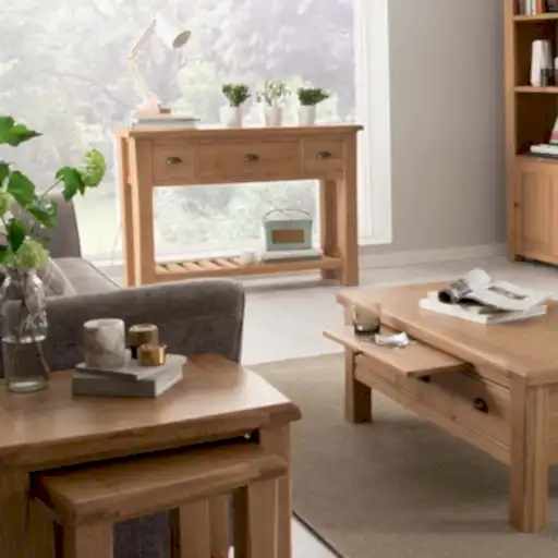 Breeze Oak 3 Drawer Console Table - The Furniture Mega Store 