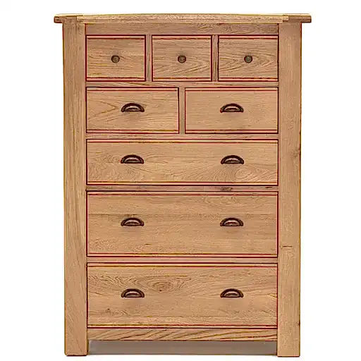 Breeze Oak 8 Drawer Tall Chest - The Furniture Mega Store 