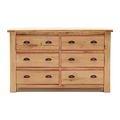 Breeze Oak 6 Drawer Dressing Chest - The Furniture Mega Store 