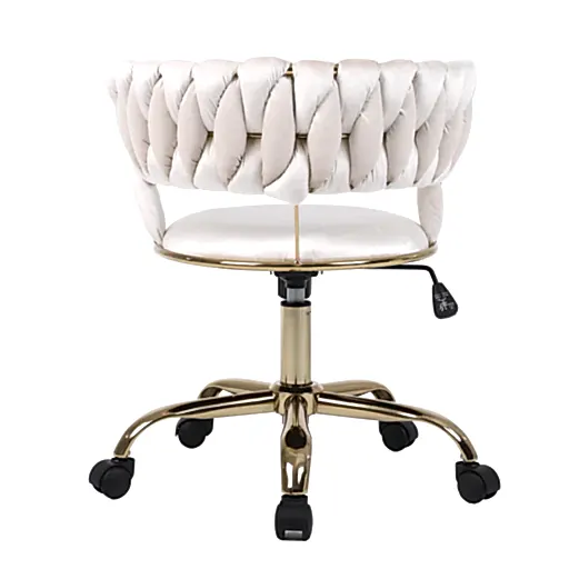 Camelia Cream & Gold Office Chair - The Furniture Mega Store 