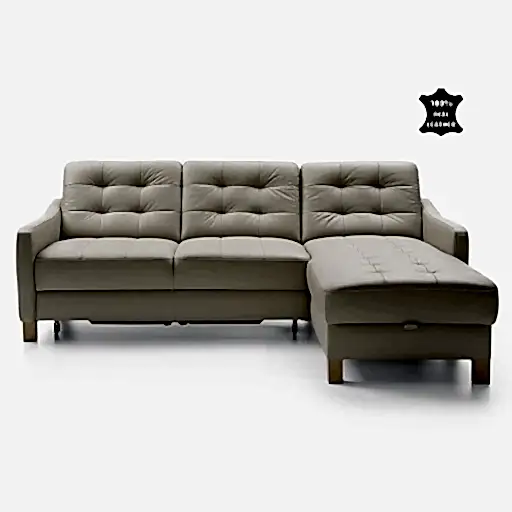 Malmo Leather Corner Chaise Sofa Bed With Storage - The Furniture Mega Store