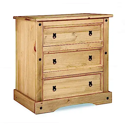 Corona 3 Drawer Chest in Distressed Waxed Pine - The Furniture Mega Store 