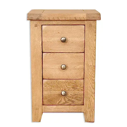 Wiltshire Country Oak 3 Drawer Bedside Table - The Furniture Mega Store 