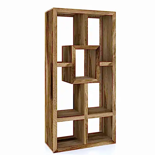 Cuban Mango Wood Yoga Open Display Shelving Unit - The Furniture Mega Store 