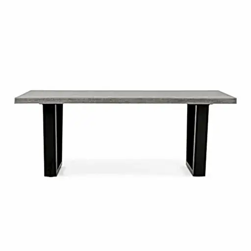 Dalston Grey Oak Coffee Table, Live Edge Top with Industrial Style Black Metal U Legs - The Furniture Mega Store 