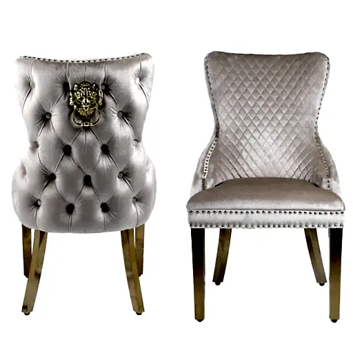 Sophia 1.6m Cream Marble & Gold Leg Dining Table & 4 Cream Velvet & Gold Dining Chairs - The Furniture Mega Store 