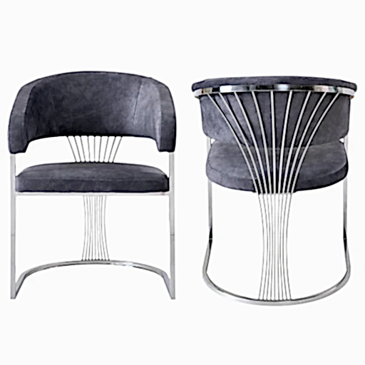 Portia Grey & Silver Frame Dining Chairs - Sold In Pairs - The Furniture Mega Store