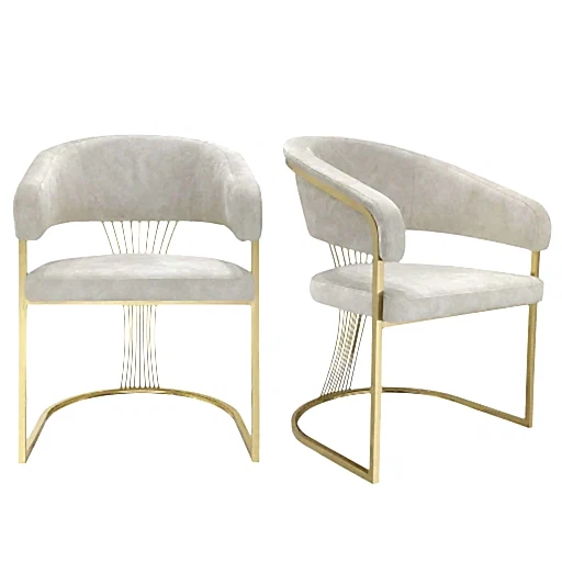 Portia Cream & Gold Frame Dining Chairs - Sold In Pairs - The Furniture Mega Store