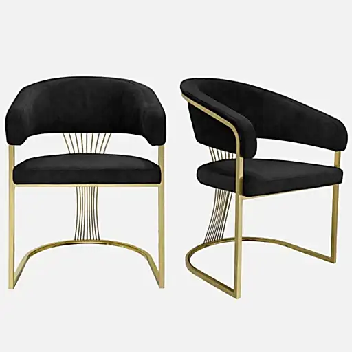 Portia Black & Gold Frame Dining Chairs - Sold In Pairs - The Furniture Mega Store